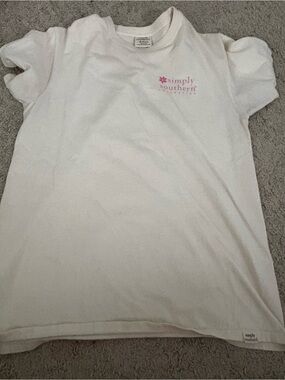 Simply Southern White Tee with Pink Logo Flower